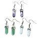 Jovivi Womens Natural Amethyst Aventurine Opalite Crystal Chakra Pendant Earrings Set