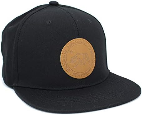 CALI Bear on Round Leather Patch Snapback Cap, California Republic hat