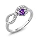 Gem Stone King 925 Sterling Silver Purple Amethyst Infinity Ring For Women (0.33 Cttw, Heart Shape 4MM, Gemstone February Birthstone, Available in Size 5,6,7,8,9)