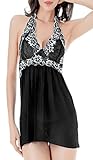 TGD Women's Lingerie Lace Babydoll Set Sexy Sleepwear Nightwear and G-string