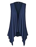 MBJ WSK1071 Womens Lightweight Sleeveless Draped Open Cardigan XXXL NAVY