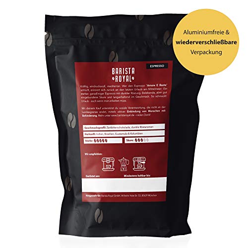 BARISTA ROYAL Espressobohnen 500g "Amore E Basta Espresso" | Frische Kaffeebohnen direkt gehandelt | 70% Arabica, 30% Robusta ganze Bohnen | Ideal für Vollautomat und Siebträger – Bild 3
