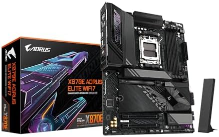 GIGABYTE X870E AORUS Elite WIFI7 AMD AM5 LGA 1718 Motherboard, ATX, DDR5, 4X M.2, PCIe 5.0, USB4, WIFI7, 2.5GbE LAN, EZ-Latch, 5-Year Warranty
