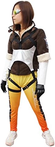 Cosplay214 women Over OW Tracer Fanart Cosplay Costume with glasses (L)