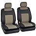 BDK OS-409-BG-A_am Black & Beige Synthetic Leather Seat Covers for Car SUV Van - Affordable PU Vinyle Replacement Covers