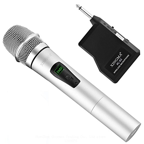 Tralntion XINGMA PC-K6 Portable Rechargeable LED Wireless Microphone Dynamic Handheld Karaoke Mic VHF with Receiver for KTV/Speech