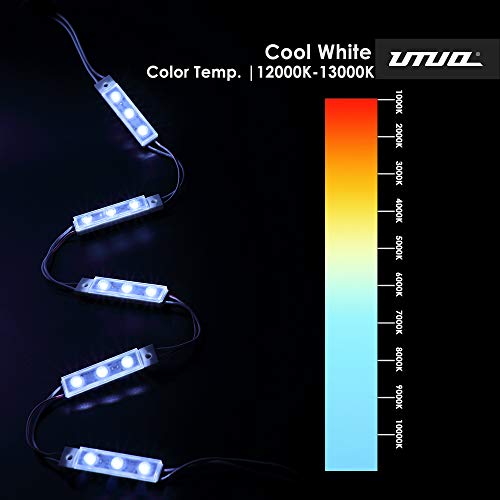 UTUO [50pcs,24ft] LED Sign Module, 12V DC Backlight Illumination for Advertising Box Showcase Cove Signage Letter Lighting with Adhesive Tape [Cool White CCT: 12000-13000K]