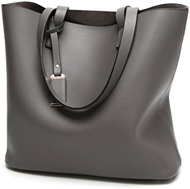 Bopopo PU Leather Shoulder Bag 2 Pieces Fashion Women Top Handle Handbags set Grey