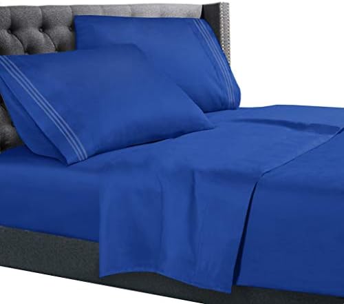 NestlKing Size Sheets Set - 4 Piece King Sheets, Bed Sheets for King Size Bed, Double Brushed King Bed Sheets, Hotel Luxury Royal Blue Sheets Extra Soft Bedding Sheets & Pillowcases