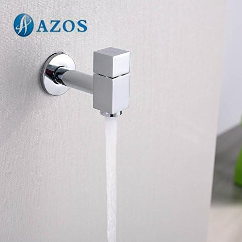 AZOS Utility Mop Bibcock Single Cold Wall Mount Chrome Outdoor Garden Tap Bathroom Basin Faucet PJTB011