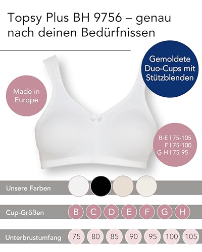 SUSA Bra without underwire, longline bra, classics, non-wired bra with feminine look thanks to lace insert, semi-transparent bra with 3-piece stitched cups