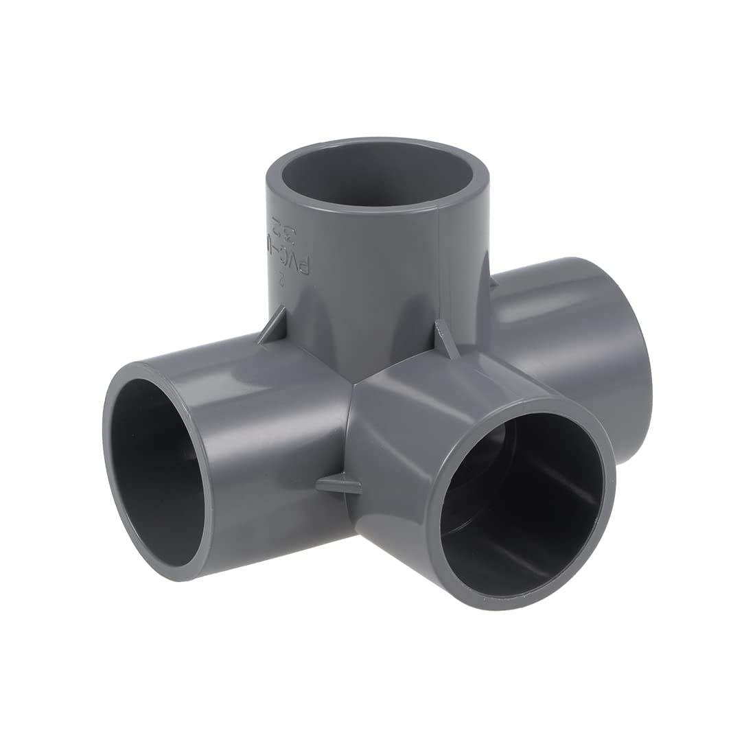 sourcing map 4-Way Elbow PVC Pipe Fitting Furniture Grade 32mm Size Tee Corner Fittings Gray 5Pcs