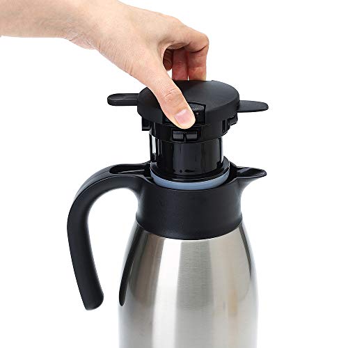 GiNT Stainless Steel Thermal Coffee Carafe with Lid/Double Walled Vacuum Thermos / 12 Hour Heat Retention,1.5L, Silver - Thumbnail 3