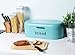 Large Bread Box for Kitchen Counter - Bread Bin Storage Container With Lid - Metal Vintage Retro Design for Loaves, Sliced Bread, Pastries, Teal, 17 x 9 x 6 Inches