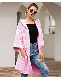 KIRUNDO Women’s Open Front Coat Knitted Long Cardigan Hairball Outwear Hoodies with Pockets