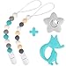Silicone Pacifier Clip by Dodo Babies Pack of 2 + Teething Toy, Premium Teething Bead for Boys or Girls Universal Holder Leash for Pacifiers, Teething Toy or Soothie, Baby Shower Gift Set