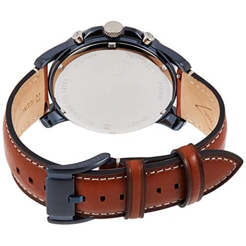 fossil men's grant stainless steel and leather chronograph quartz watch