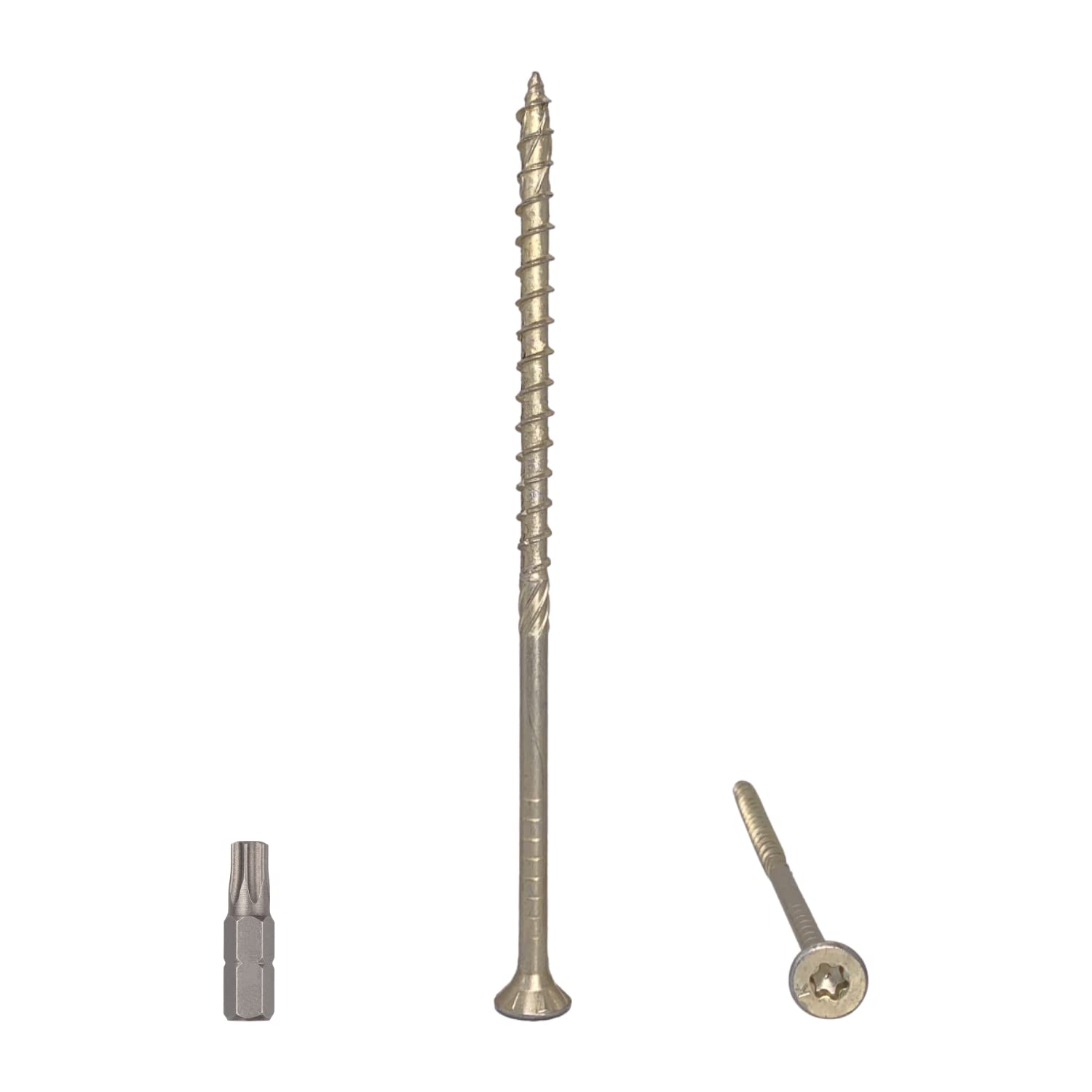 (Pack of 40 pcs) Universal Yellow Zinc Plated Steel 6.0 x 140 mm Wood Screws, Torx Head, Countersunk Head, Chipboard Screws (40, 6.0 x 140 mm)