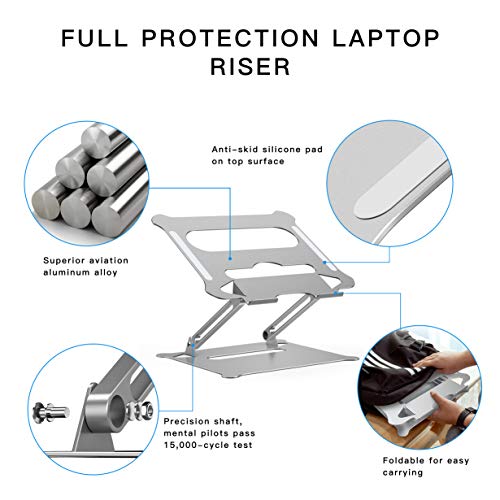 Laptop Stand for Desk KXLY Ergonomic Aluminum Laptop Computer Stand Laptop Riser Adjustable Notebook Holder Stand with Heat-Vent, Compatible with MacBook, Air, Pro, Dell XPS More 10-17" Laptops