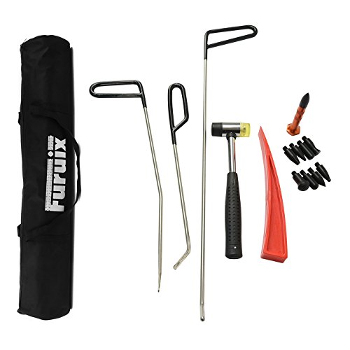 Furuix PDR Rod Tool Kit Set Door Ding Repair Hail Damage Repair with with 9 Heads Aluminum Tap Down Dent Hammer Paintless Dent Removal Kit Ding Removal