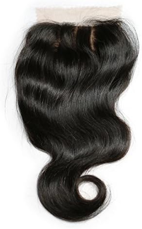 JK Hair Silk Base Closure Body Wave Remy 4X4 Unprocessed Brazilian Virgin Human Hair Bleached Knots Human Hair Silk Closure Natural Color 10 inches Three Part