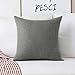Home Brilliant 18x18 Pillow Cover Decorative Textured Linen Square Throw Pillow Cases Cushion Covers for Sofa Couch Bed, 45cm, Dark Grey