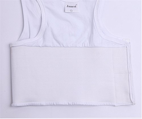BaronHong Tomboy Trans Lesbian Cotton Chest Binder Plus Size Short Tank Top(White,3XL) - Thumbnail 4