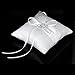Generic White Double Heart Rhinestone Wedding Ring Pillow 6 inch x 6 inch (Style 2)