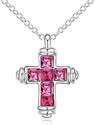 Sterling Silver and Swarovski Crystal Cross Pendant Necklace