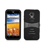 Aimo Wireless Rugged Wave Armor Case with Built-in Kickstand for ZTE/Z998 AT&T - Carrying Case - Retail Packaging - Black/Black