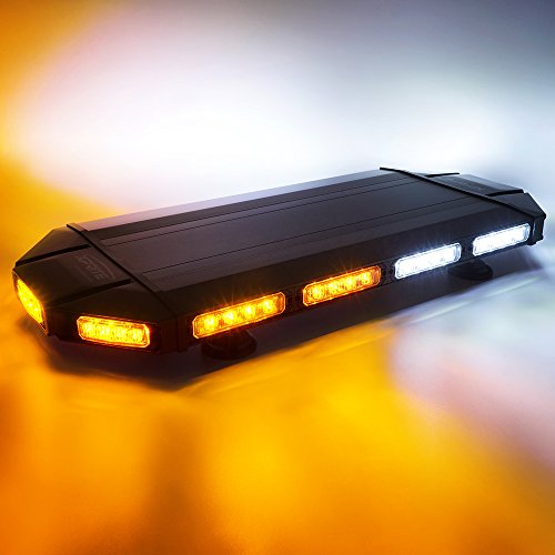 Xprite White Amber Black Hawk 27" Professional LED Stealth Low Profile Roof Top Strobe Light Bar