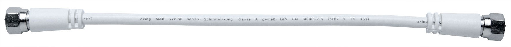 Axing MAK 020-80 coaxial modem patch cable high shielded with F-plugs F-connectors 20 cm white