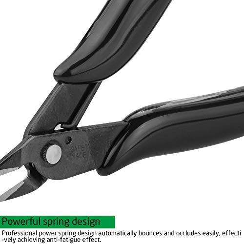 STARVAST 6 Pack 170 Flush Cutter 5 inch Micro Precision Wire Cutters Black Diagonal Cutting Pliers for Electronic, Model, Jewelry Making - Thumbnail 4