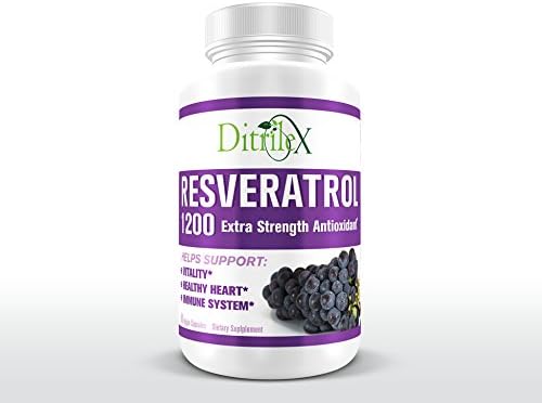 Resveratrol - Supplement for anti aging support, Immune system boost &amp; Heart health - 98% trans Resveratrol - Powerful antioxidant benefit - 1200mg 30 day supply 60 veggie capsules - 2 cap serving