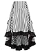 Women Victorian High Waist Skirt Vintage Button Striped Skirt L Color-5