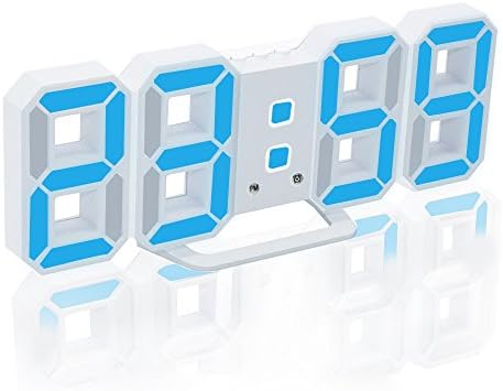 Modern Digital LED Wall Desktop Shelf Clock for Bedroom Home Office,Large 3D Decorative Alarm Clock with 3 Adjustable Brightness Levels USB Charging Port &amp; Snooze (Blue Light)