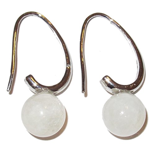 Moonstone earrings white 02 silky sheen 10mm healing st…