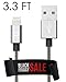 Heavy Duty Lightning Cable 3.3ft Silver [Apple MFi Certified] USB Charger w/ Ultra Compact Connector Head for Apple iPhone 6 / 6s / 6 plus, iPod, iPad & more (1 meter - Exo Silver)