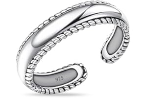 LeCalla 925 Sterling Silver Toe Ring for Women | Antique Simple Open Adjustable Toe-Ring | Minimalist Toe Rings for Gifting
