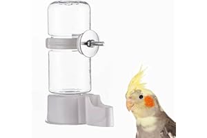 YJJKJ Pet Bird Automatic Water Feeder, 4.73 Fl Oz Parrot Water Dispenser, Bird Cage Suspended Automatic Water Dispenser for Parakeet Budgie Lovebirds Canary Cockatiel (White)