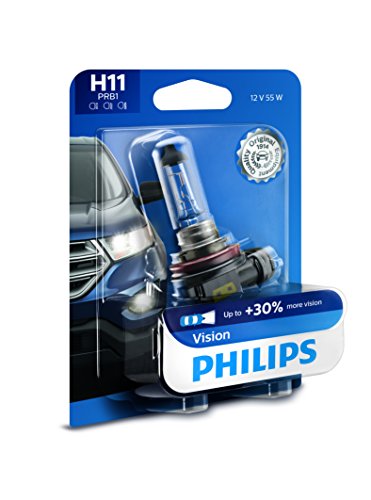 Philips H11 Vision Upgrade Headlight Bulb with up to 30% More Vision, 1 Pack