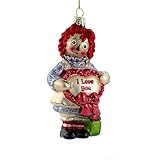 Kurt Adler Glass Raggedy Ann Heart Ornament, 5-Inch