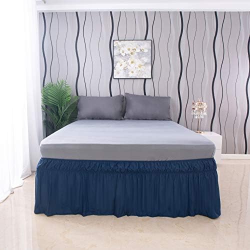 Queen King Blue Bed Skirt 36cm Drop Elegant Three Fabric Sides Wrap Around Ruffled Queen King Blue Brushed Microfiber 1500 Adjustable Elastic Easy Fit Bed Skirts Amazon Com Au