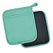 DII 100% Cotton, Machine Washable, 425°F Heat Resistant, Everyday Kitchen Basic, Neoprene Pot Holder, 7 x 8, Set of 2- Aqua
