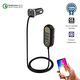 Multi-Port QC3.0 USB Car Charger Adapter compatible for iPhone XS/Max/XR/X/8/7/Plus, iPad Pro/Air/mini, Samsung Galaxy S9/8/7/Note, LG, Motorola and More | Cigarette Lighter Charge