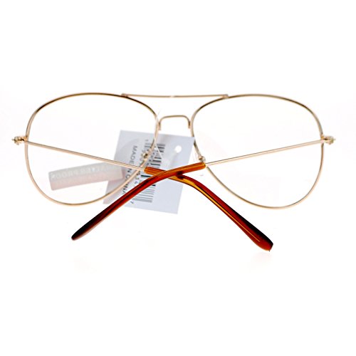 SA106 Classic Wire Rim Tear Drop Shape Aviator Clear Lens Eye Glasses Gold