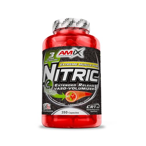 - Nitric - Suplemento Alimenticio - Contiene Óxido Nitrico - Mejora la Fuerza - Favorece la Congestión - Nutrición Deportiva - Contiene 350 Cápsulas