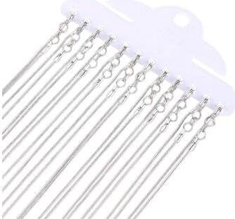 Hwiionne 12pcs DIY Snake Chain Charms Link Necklace With Lobster Clasps for Jewelry Making