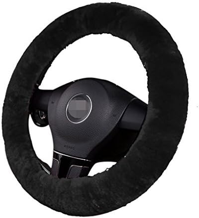 Plush Fluffy Steering Wheel Sets Soft East Warm Plush Vehicle Car Steering Wheel Covers (Black)