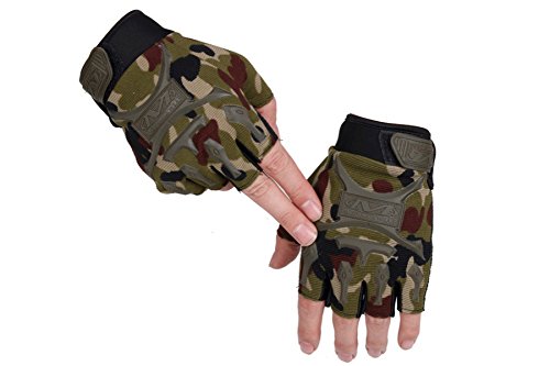 HiKi-Half-finger Free size Fingerless Tactical Airsoft Hunting Riding Cycling Climbing Gloves (camouflage color) - Thumbnail 2